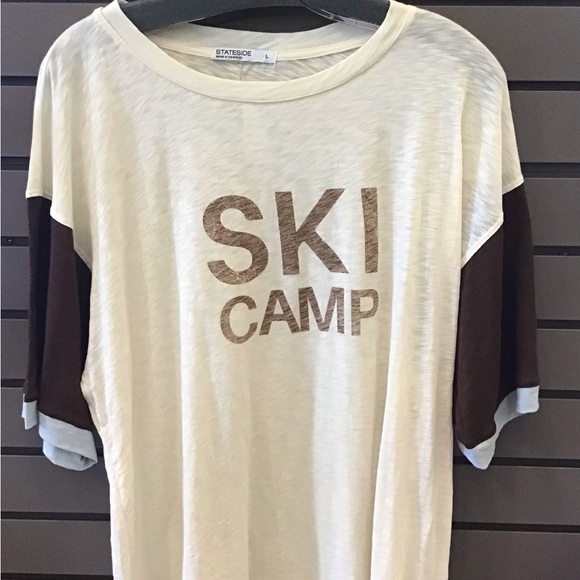 Stateside Tops - Stateside Cream Tee with Brown 'Ski Camp' Graphic